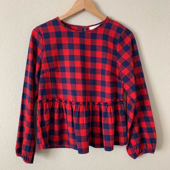 buffalo plaid peplum top